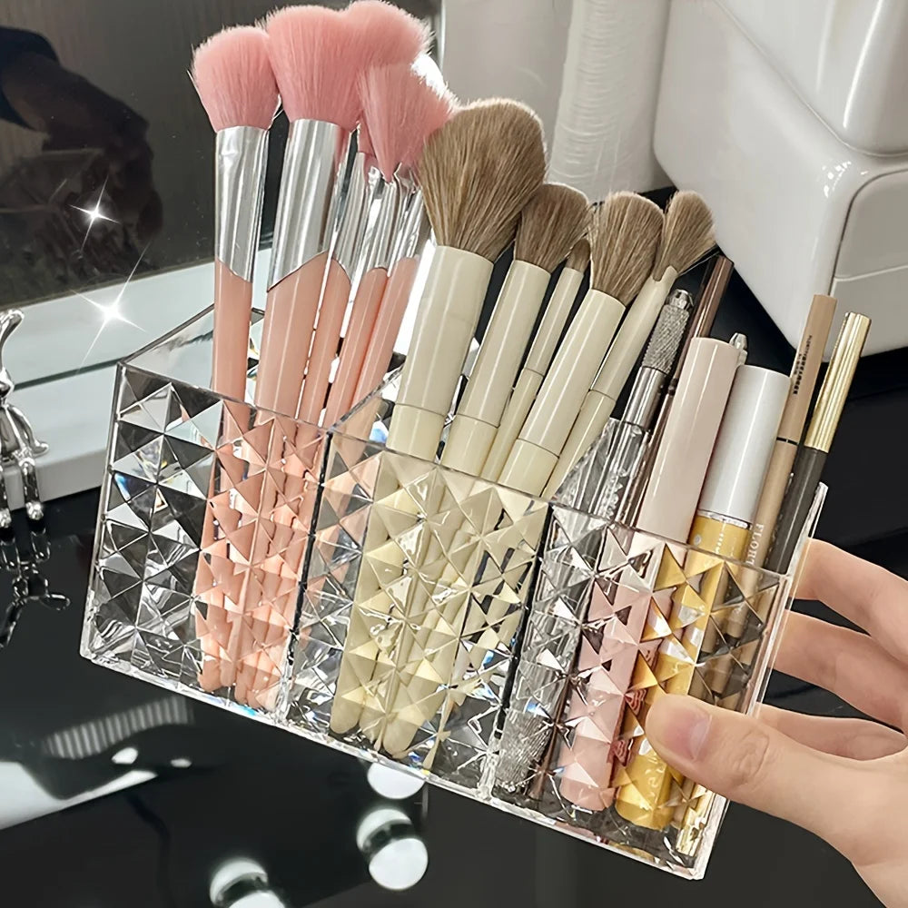 Brush storage box, makeup brush holder, multi-level makeup brush display stand, makeup supplies storage cabinet, Qme