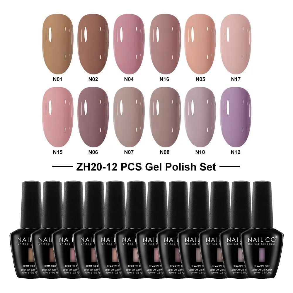 NAILCO Summer Macaroon Gel Nail Polish Semi Permanent UV Soak Off Art Qme NC-12H-ZH20