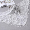 Sun Protection Lace Scarf Colorful Tassel Printed Wraps Hair Qme White