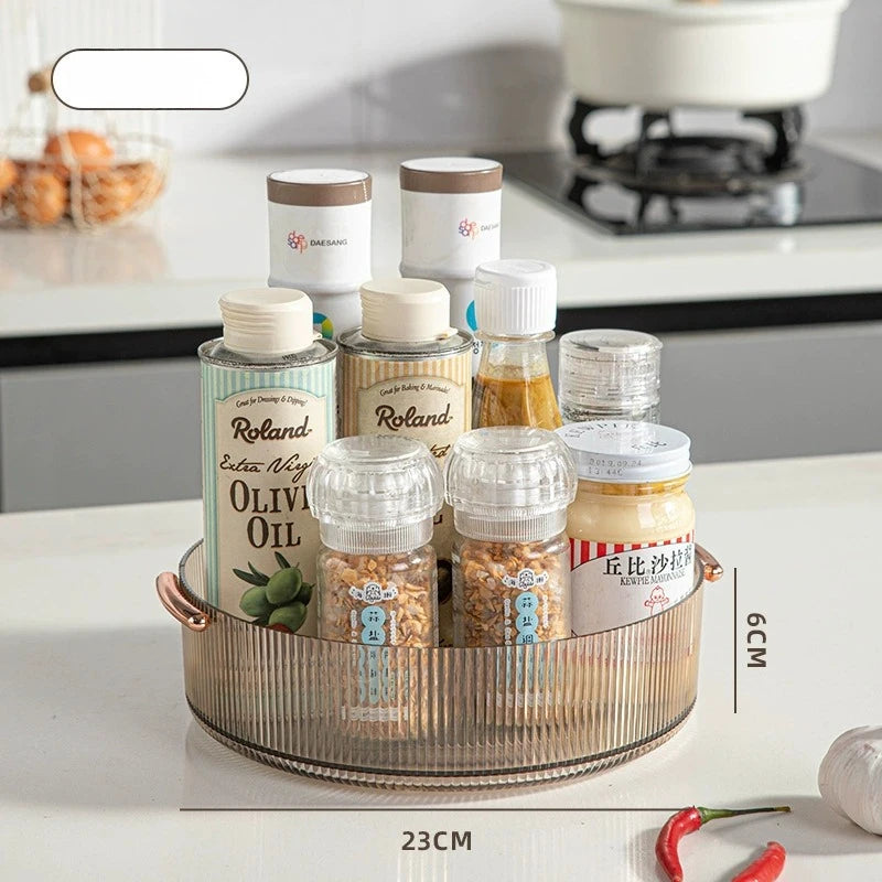 Luxury Plastic Rotating Organizer Cosmetic Storage Box Fruit Tray Qme New T-Brown