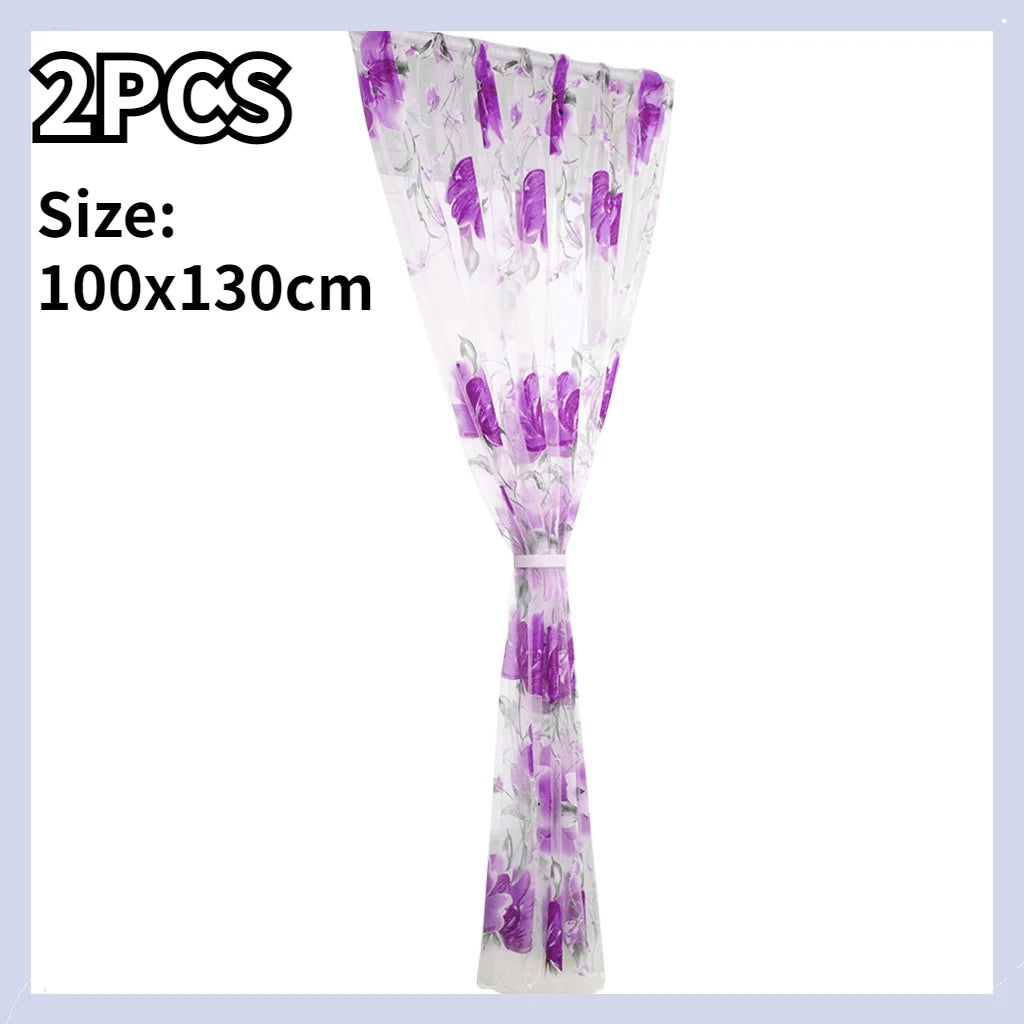 1 Vines Leaves Tulle Door Window Curtain Drape Panel Sheer Scarf