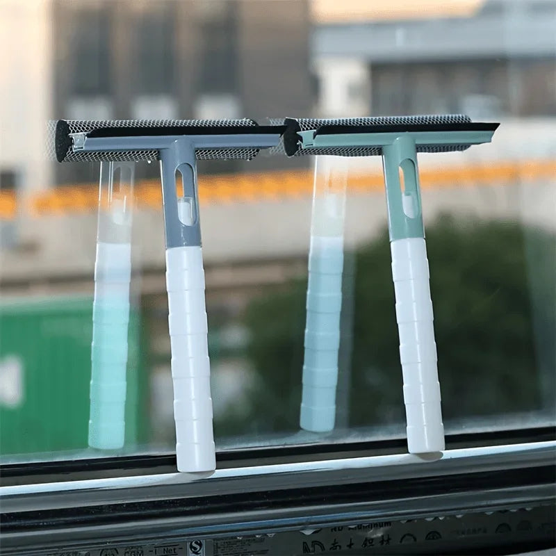 Car Glass Cleaner, 3 In 1 Multidirectional Rotation Spray Glass Wiper Window Squeegee, With Spray And Sponge Qme