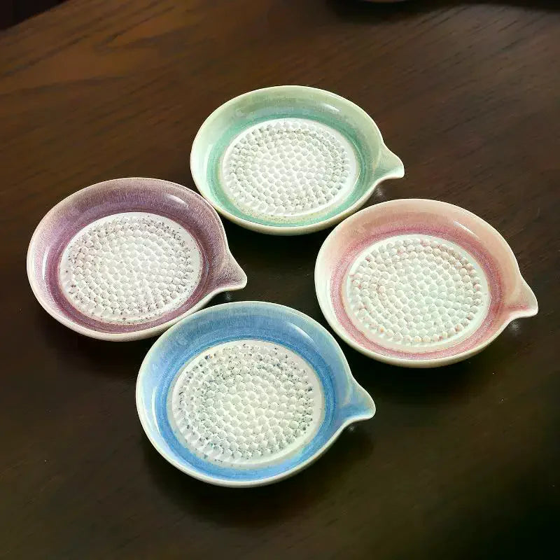 Porcelain Ceramic Garlic Grater Plate Ginger Wasabi Grinder With Spout Kitchen Tool For Paste Making Qme