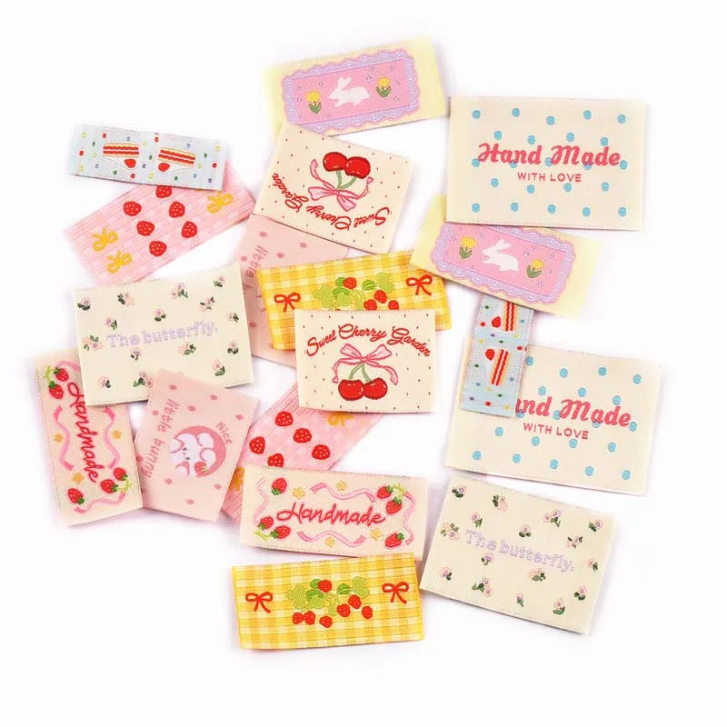 20pcs 15-56mm Mix Colorfull Cartoon Pattern Rectangle Label For DIY Clothing Decorative Personality Sewing Accessories cp3821 Qme 20pcs 15-56mm-mix