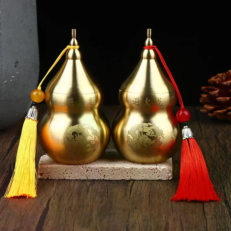 Brass Gourd Feng Shui Ornament With Tassel Feng Shui Decorative Collectible For Prosperity And Longevity Home Office Desk Decor Qme