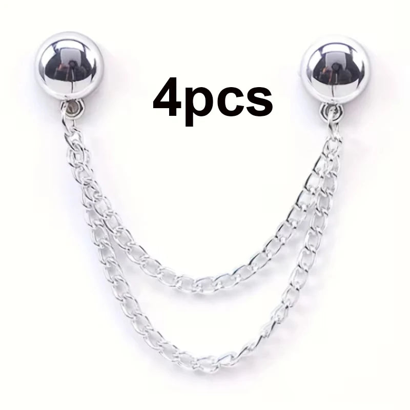 4/6Pcs Magnetic Clothing Clip - Adjustable Chain Design, Spherical Trim/Suitable for Shirts, Sleeves, Skirts and Pants Qme 4pcs Silvery