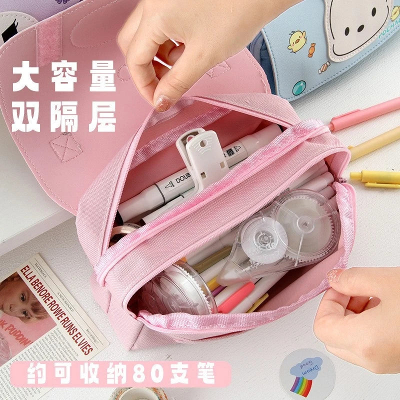 Hello Kitty Kuromi New Stationery Pouch Large-Capacity Stationery Case Cartoon-Themed Student Pencil Case Qme