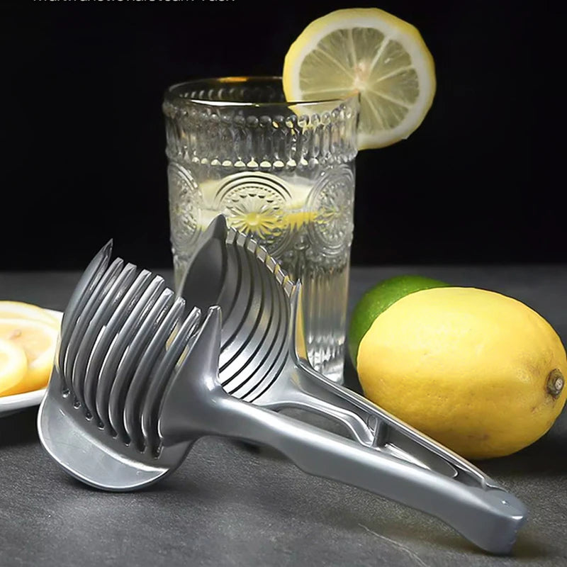 Stainless Steel Kitchen Handheld Orange Lemon Slicer Tomato Cutting Clip Fruit Slicer Onion Slicer Kitchen Cutter Accessorie Qme
