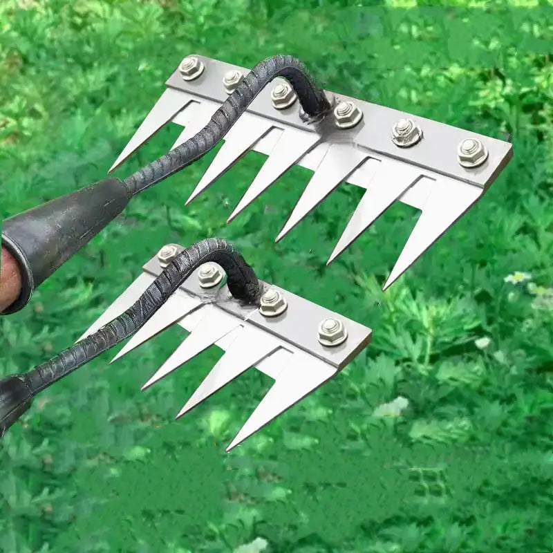Steel Garden Weeding Rake Multi-use Agricultural Straw Hoe 5 6 Teeth Qme