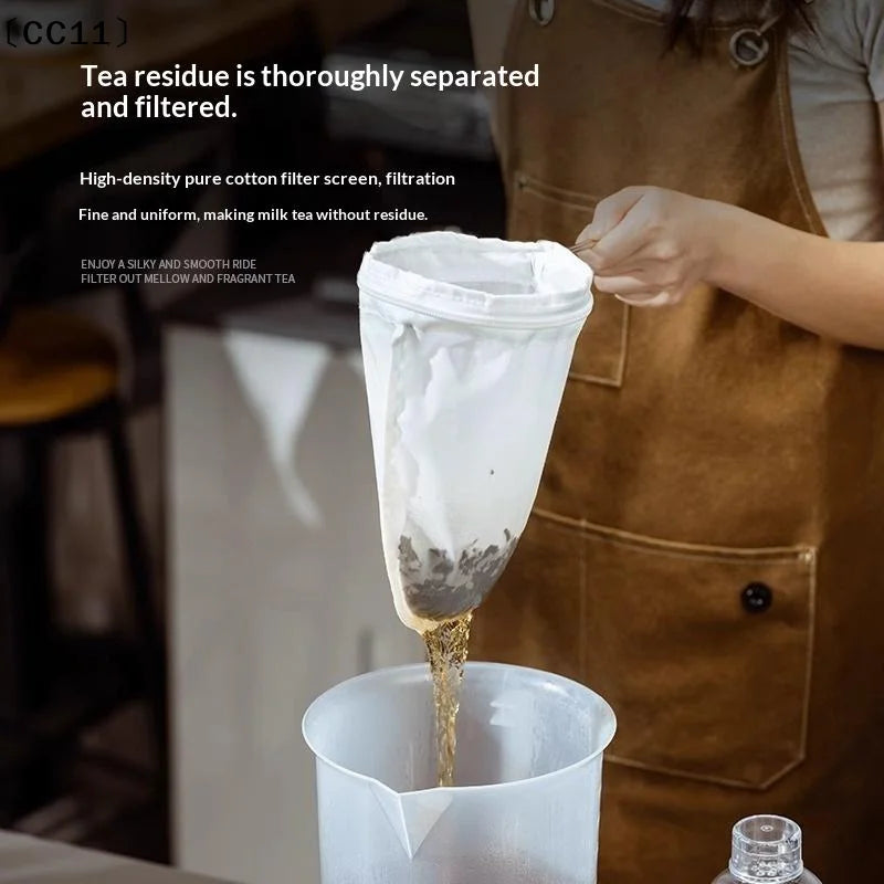 Reusable Fine Cotton Tea Filter Detachable Stainless Steel Handle Qme
