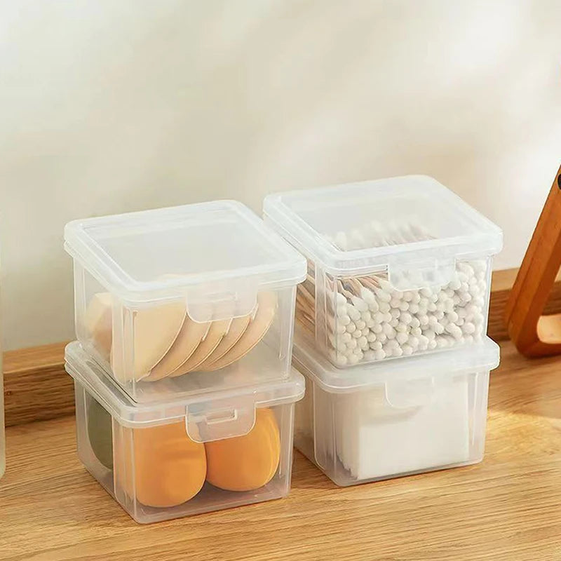 Transparent Beauty Egg Cosmetic Pads Box Bathroom Organizer Case Qme