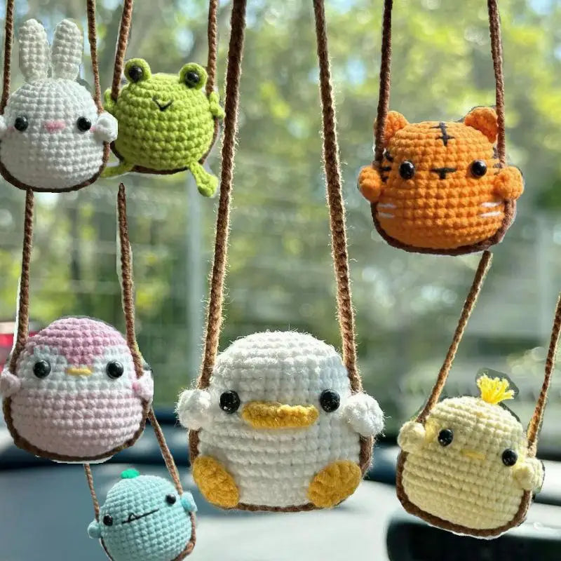 Handmade Knitted Animal Keychain Pendants Cute Frog Duck Rabbit Chick Qme