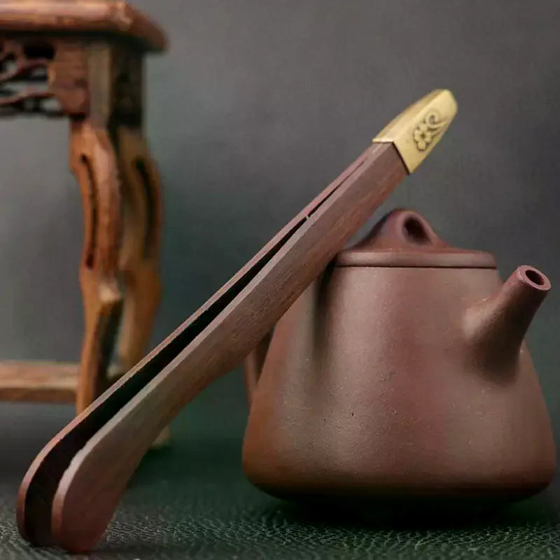 Teacup Clip Convenient Ebony Alloy Tea Tweezers Tweezer Bamboo Wooden Qme