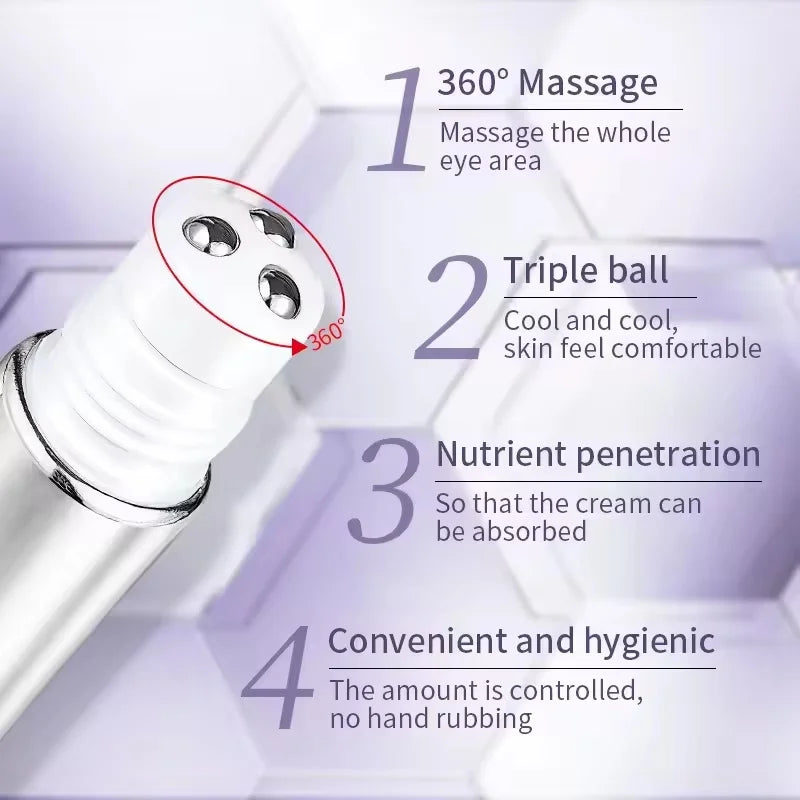Anti Wrinkle Anti Dark Circle Eye Cream Roller Massager Moisturizing Eye Bags Anti Aging Hyaluronic Acid Eye Skin Care Products Qme