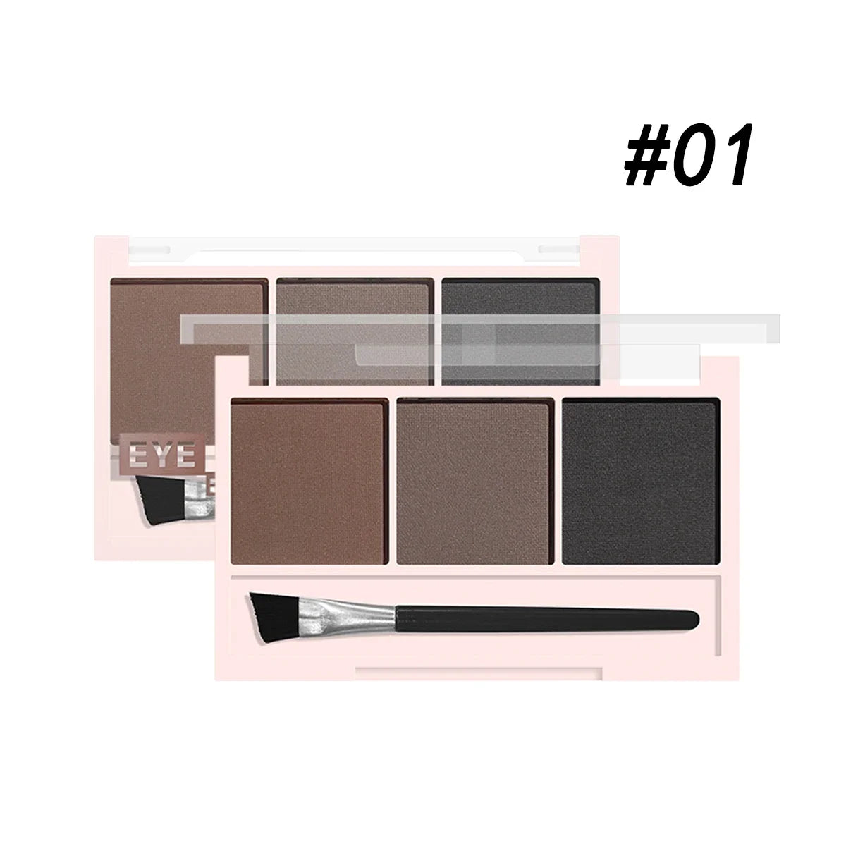 3-Color Brow Powder Brush Long-lasting Color-resistant Versatile Qme 01