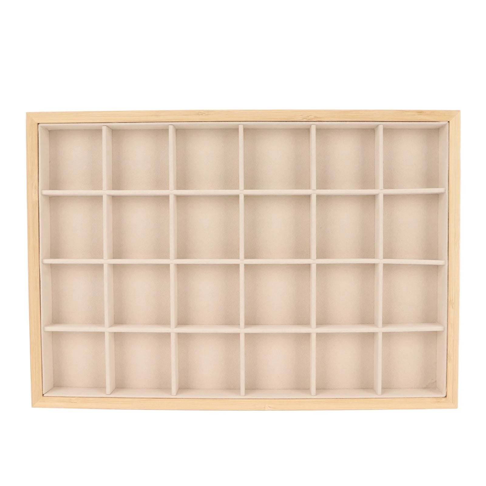 Jewelry Storage Display Trays Multipurpose 24 Grids Jewelry Tray for Ring Earring Bangle Bracelet Necklace Qme beige