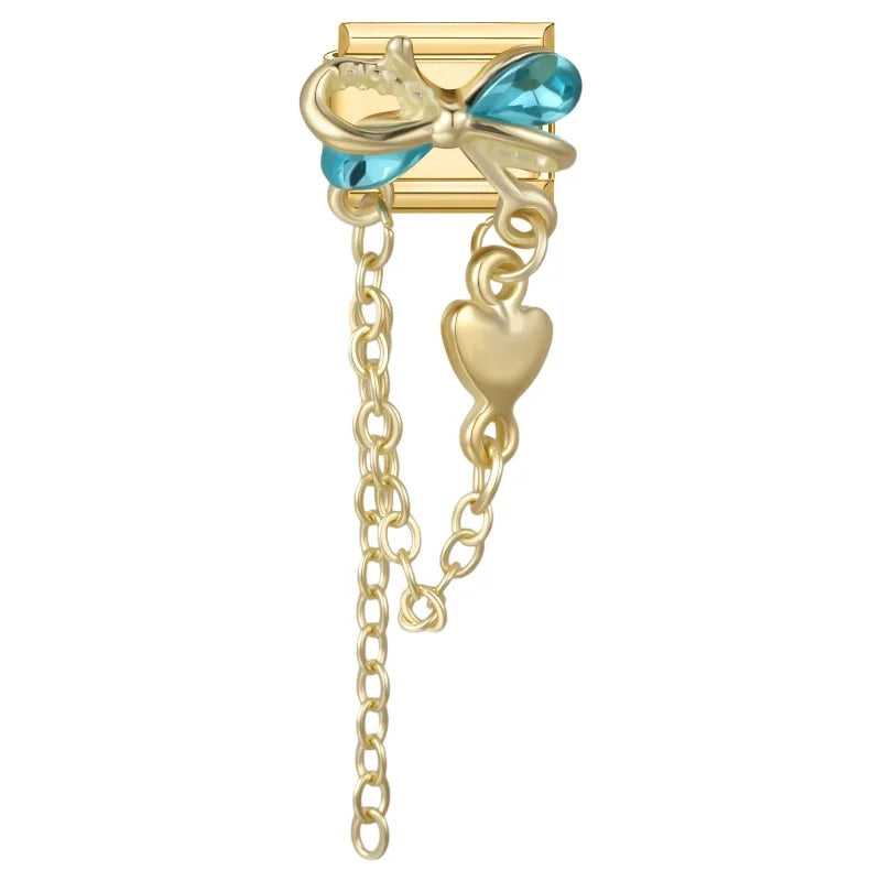 Brilliant Inlay Enamel Ball Pendant Heart Star Bow Italian Charm Links Fit 9mm Stainless Steel Bracelet Women Jewelry DIY Making Qme Style 7
