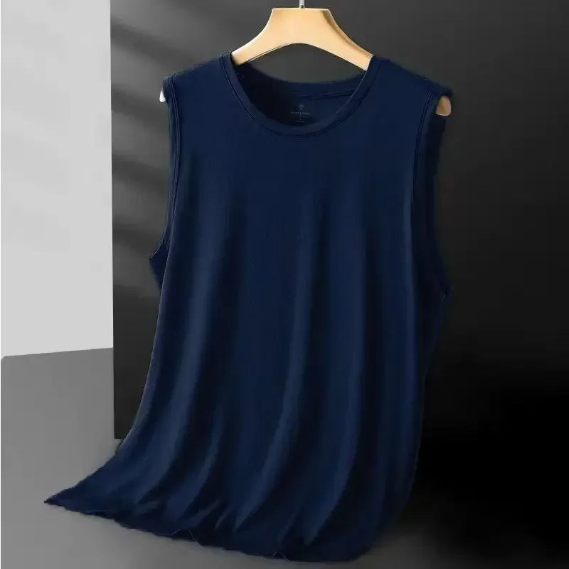 Men's Trendy Thin Breathable Quick Drying Sports Casual Wide Shoulder Sleeveless T-shirt Tank Top Casual Fashion Outerwear Qme ZL 5XL