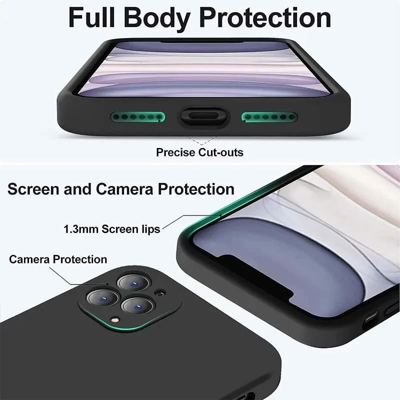 New Phone Case For IPhone 15 14 13 11 12 Pro Max X XS Max 15 Plus Soft Silicone Solid Color Fall and Collision Protection Cover Qme