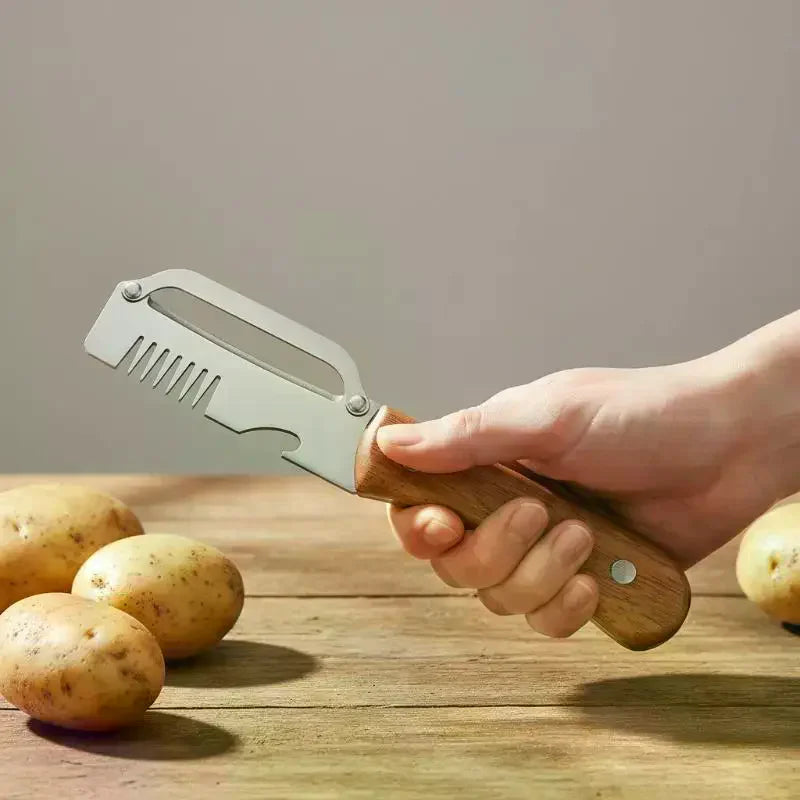 3-in-1 Serrated Peeling Knife Premium Vegetable Peeler Handle Bottle Qme