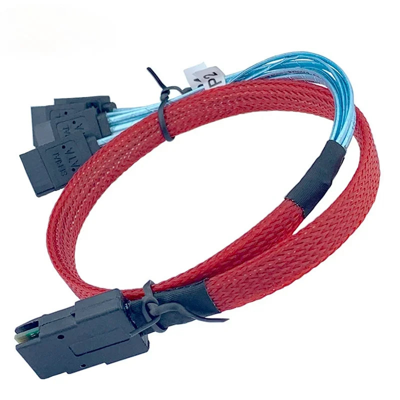 HD Mini SAS 12G SFF-8643 To 4 SATA Cable Adapter,Internal SFF 8643 Motherboard Controller To 4 SATA Hard Drive Converter Qme