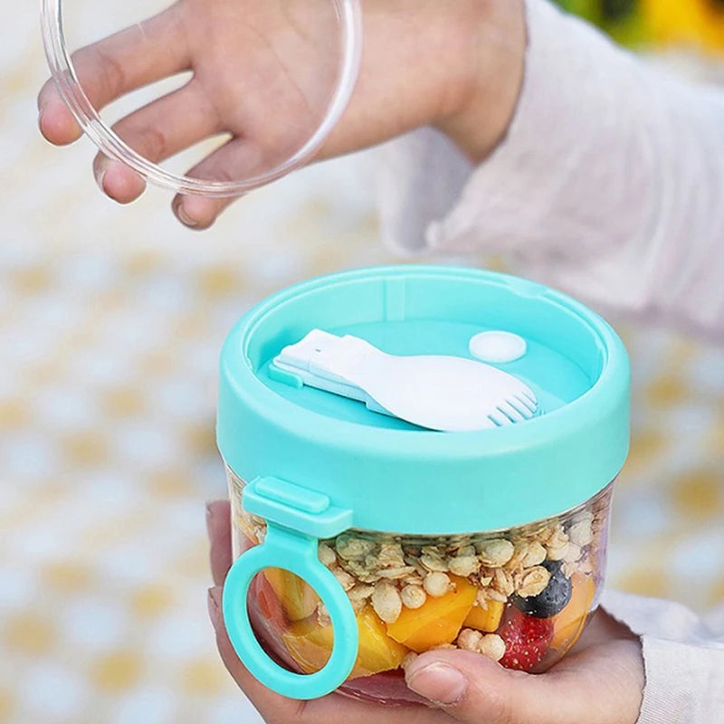 Spoon Meal Prep Containers Reusable Overnight Oats Jar Container Qme