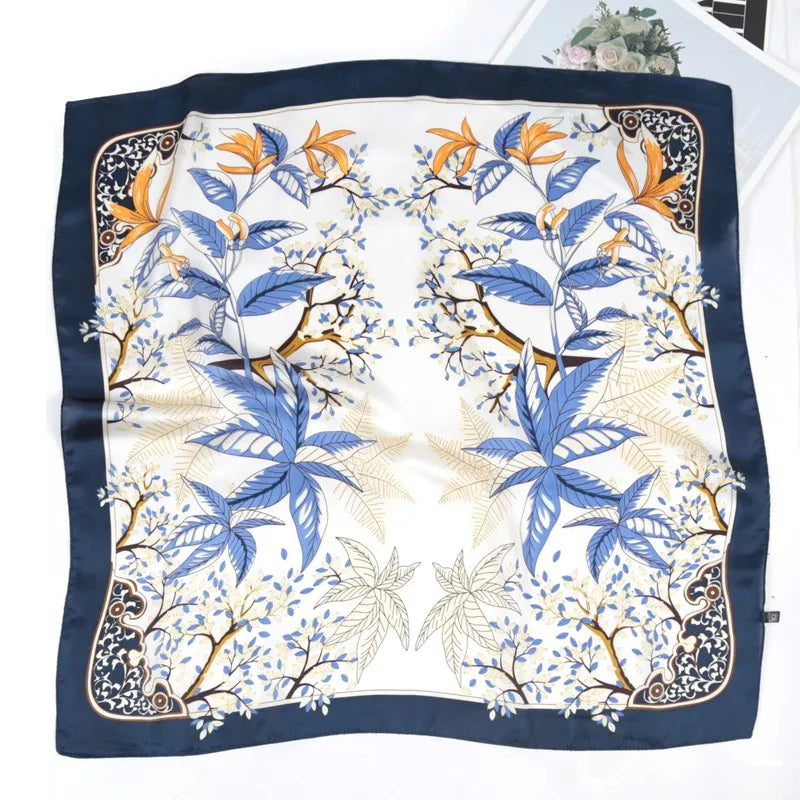 Women Square Scarf Luxury Floral Leopard Print Shawl Hijab Ladies Qme 99011248 70-70cm