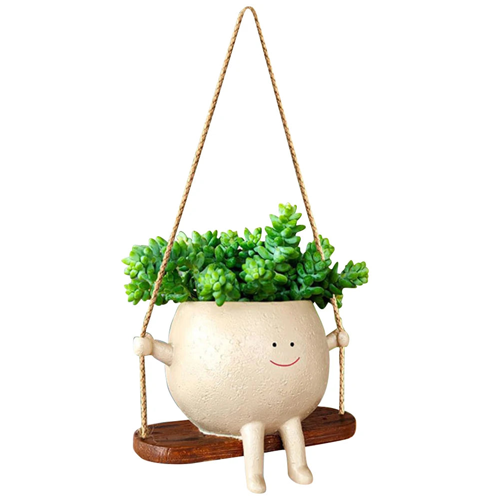 Plant Succulent Pots Resin Face Head Planter Creative Wall Hanging Head Planter Multifunctional Home Garden Patio Accessories Qme