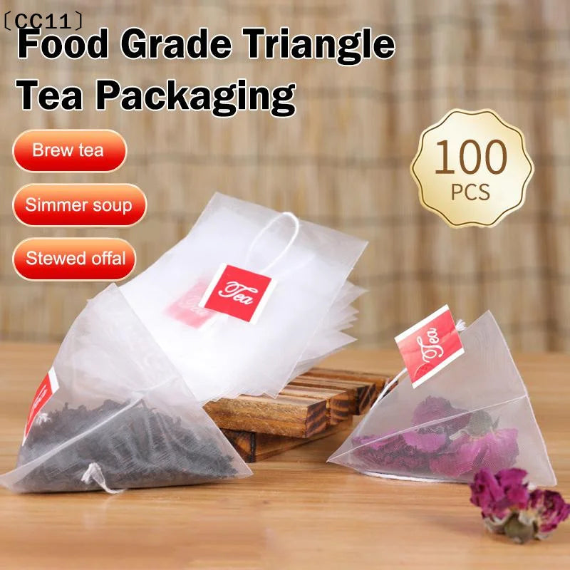 Disposable Triangle Tea Bag Nylon Pouch Empty Infuser Spice Coffee Qme