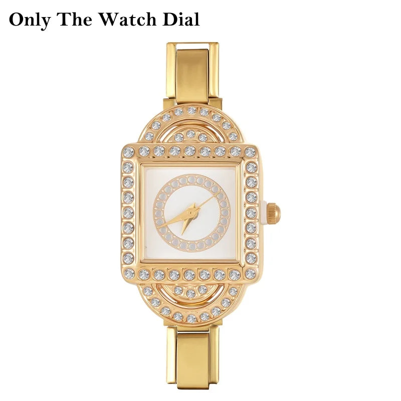 New Vintage High Quality Square Inlaid Zircon Stainless Steel Watch Bracelet Women's 9MM DIY Italian Charm Bangle Jewelry Gifts Qme Style 19