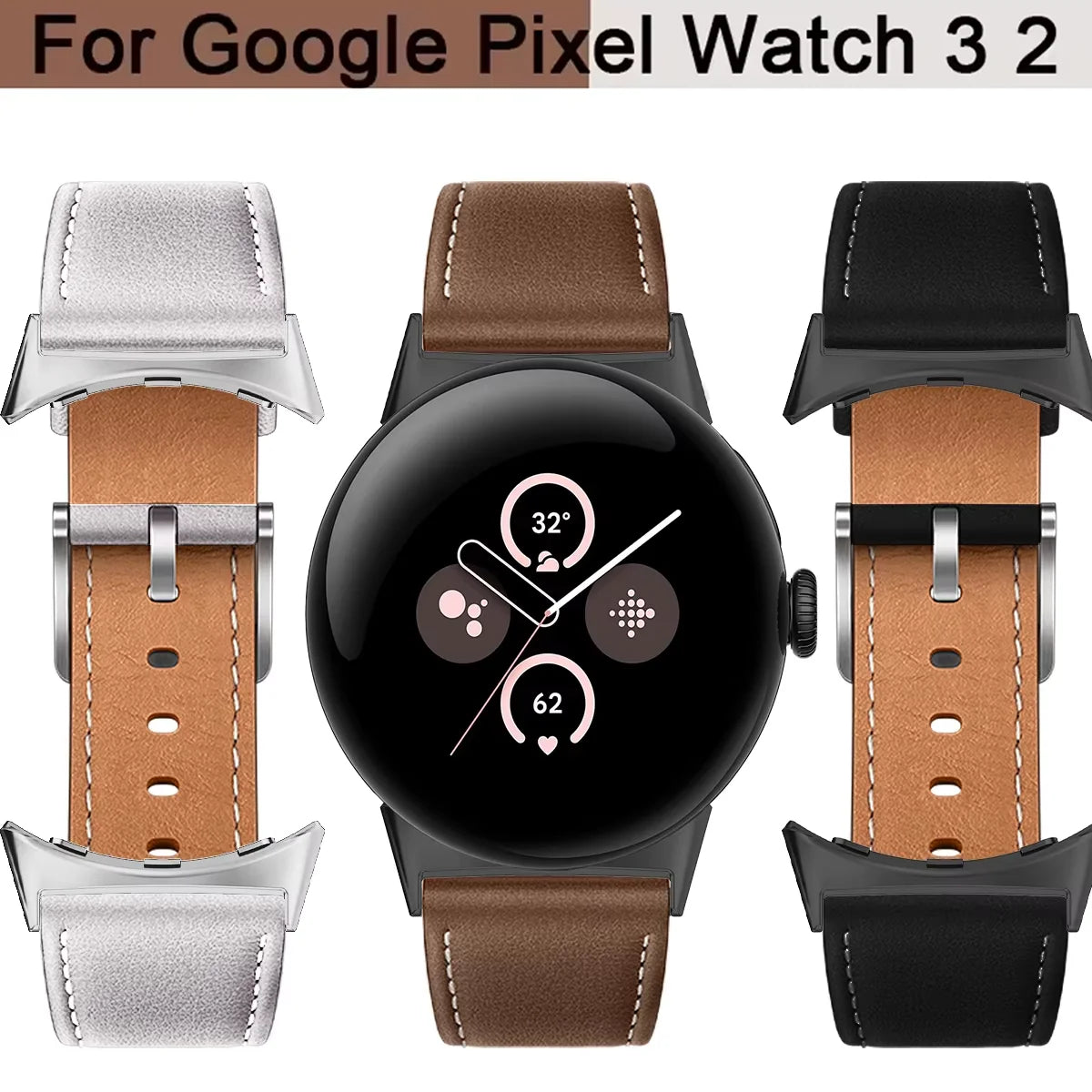 For Google Pixel Watch 3 41 45mm Strap Leather Replace Wristband Correa Bracelet For Google Pixel Watch 2 3 Band Belt Accessorie Qme