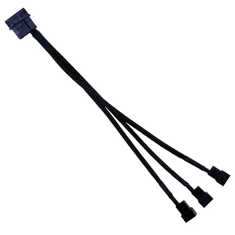 5pcs Splitter Black Sleeved 26.5cm Length Extension Cable Connector High Quality 4 Pin PWM Fan Cable 1 To 3 Ways Qme