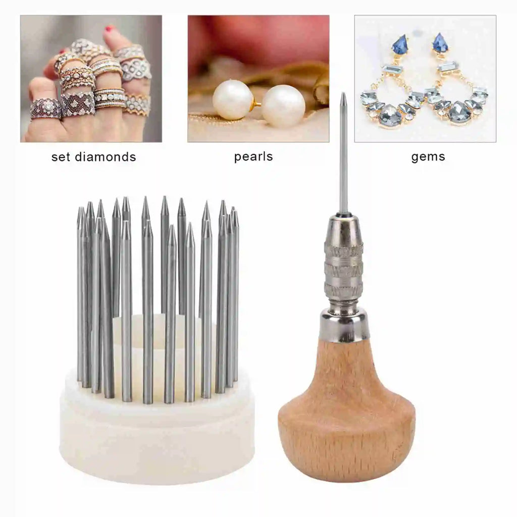 23pcs Beading Tools Set Graver Beader for Diamond Stone Setting Graver Jewelry Tool for Jeweler Qme