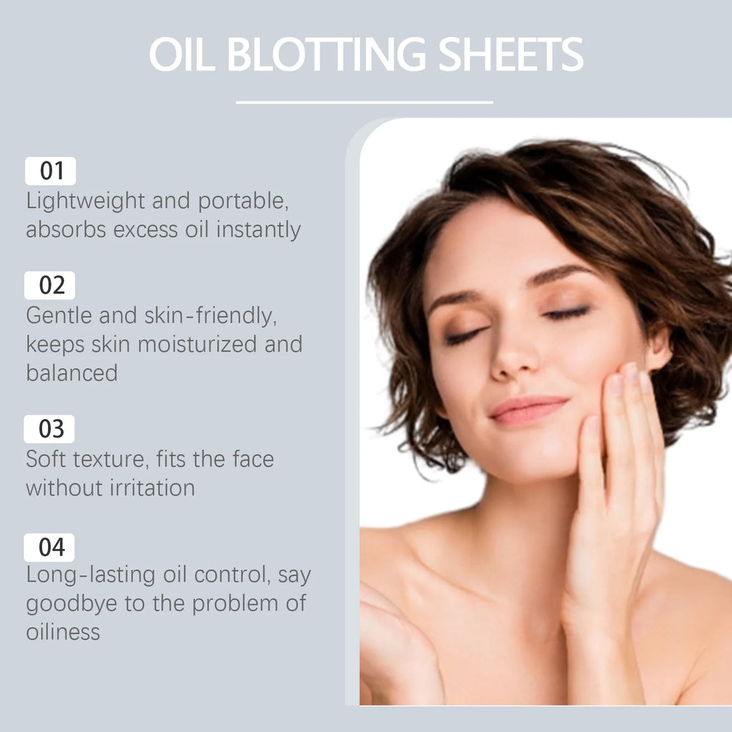 100pcs Bamboo Charcoal Oil Blotting Paper Facial Oil Absorbing Sheets Matte Face Oil Control Portable & Gentle for Oily Skin Qme