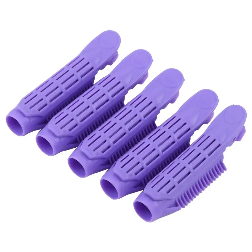 5 Pcs Magic Hair Care Rollers Hair Roots Candy Color Natural Fluffy Clip Sleeping No Heat Plastic Hair Curler Styling Tools Qme PURPLE