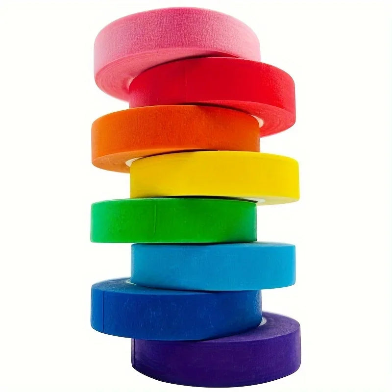 6 Rolls of Colored Masking Tape, Colored Painter's Tape for Arts and Crafts, Pack of 6, 1cm x 13m Drawing Tape, Craft Tape Qme