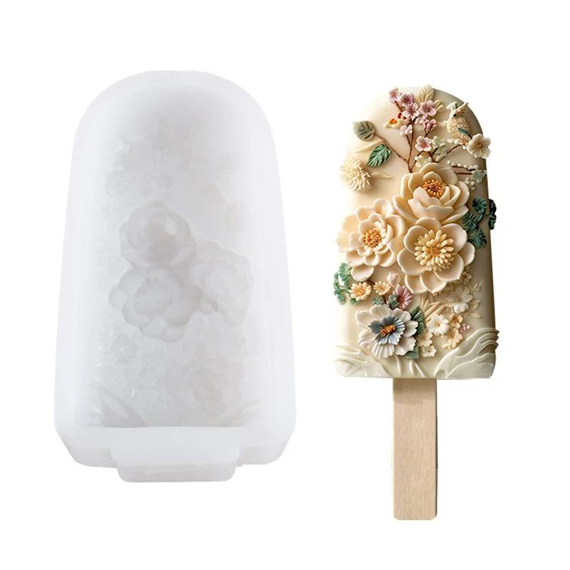 CC11Silicone Flower Popsicle Molds Stunning Floral Design Qme A