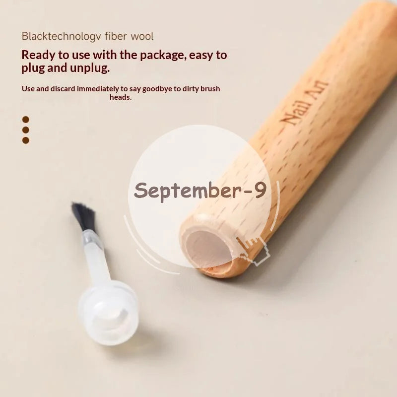 Nail Art Brush Removable Wooden Grip Durable Manicure Polish Brushes Qme Default Title