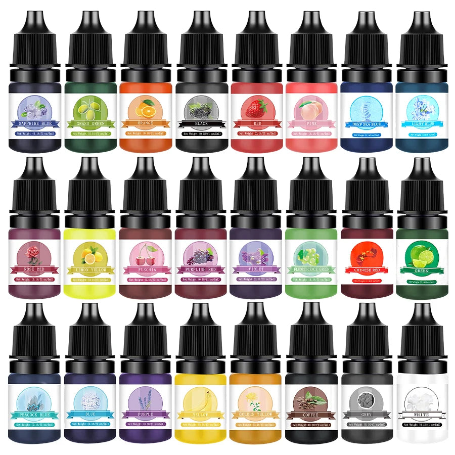 24Colors Epoxy Resin Pigment Kits Liquid Colorant Dye DIY UV Mold Qme 24 colors