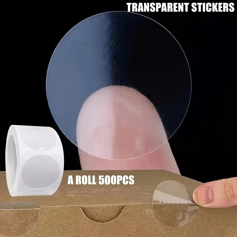 500 self-adhesive transparent stickers, 2.5 cm wide - suitable for DIY gift packaging and wrapping, durable PET material Qme
