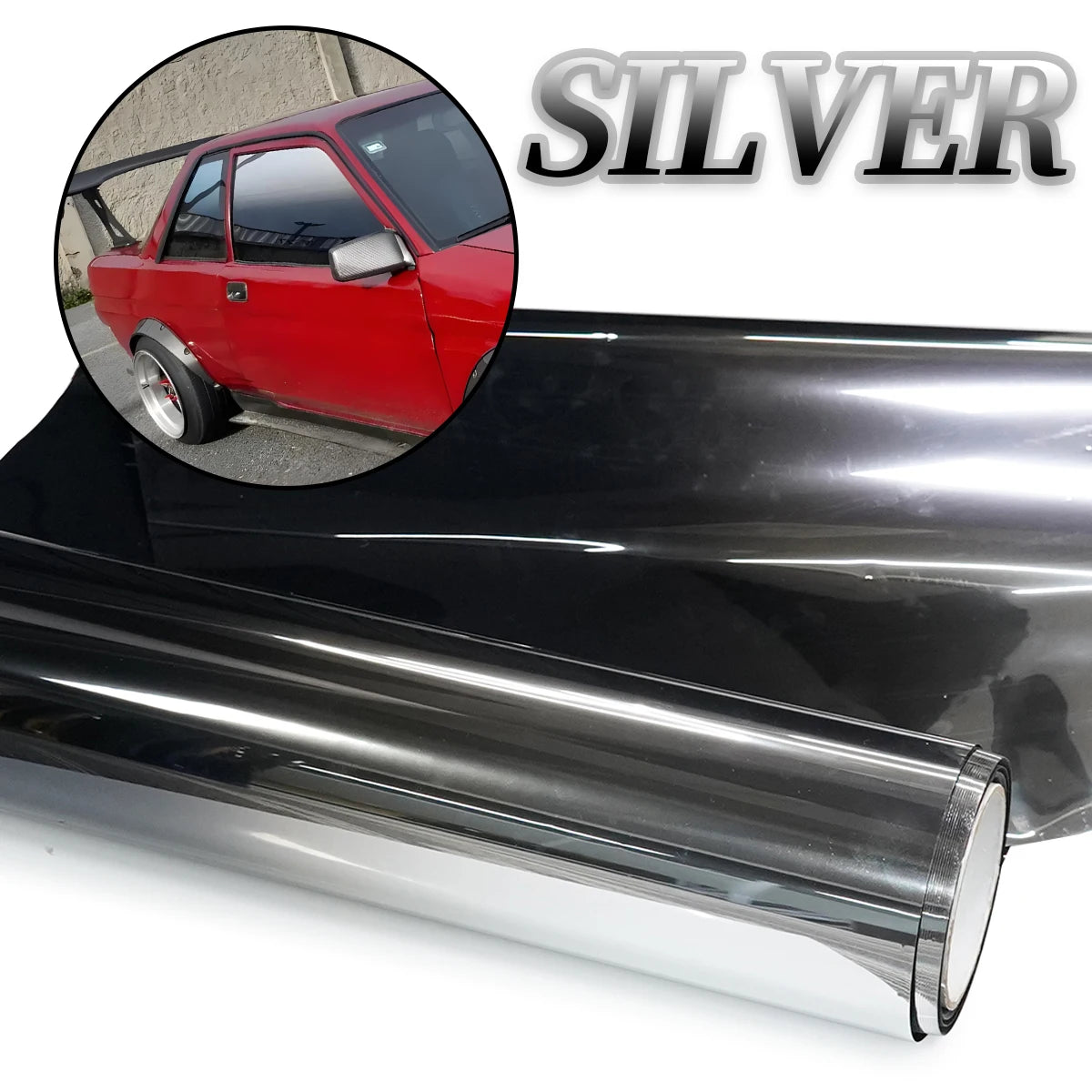 Gradient Solar Window Tint Film Color Changing Film Car Sun Shade Front Windshield Sunshade Protector Heat Insulation Universal Qme Silver 50cmX3M