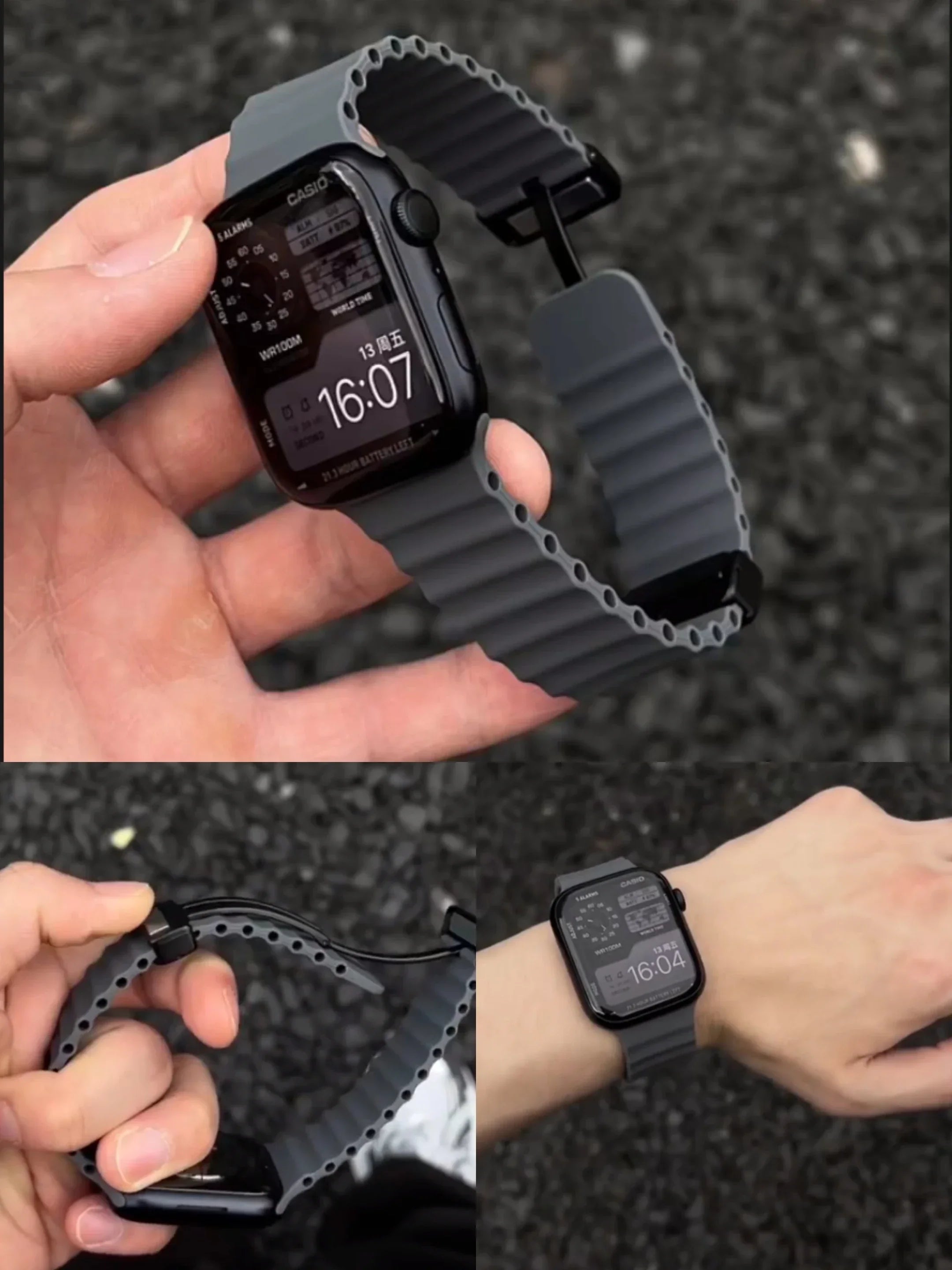 Magnetic Buckle Strap For Apple Watch Band Ultra2 49mm 46 42 44 41 38mm Silicone Bracelet iWatch Ultra Series 7 6 3 se 8 9 10 Qme