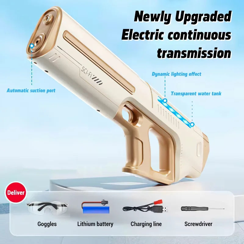 Children's Fully Automatic Water Storage Gun Large Capacity Electric Water Absorbing Toy Gun Summer Outdoor Water Toy Gift Qme YELLOW