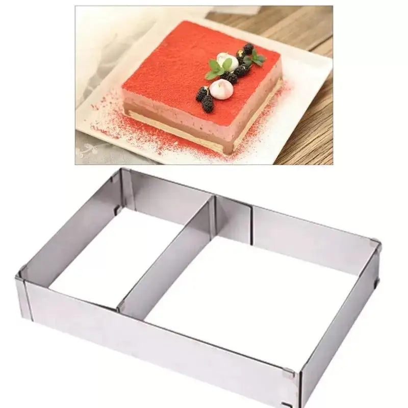Rectangular Cake Mold Ring Adjustable Stainless Steel Square Mousse Qme