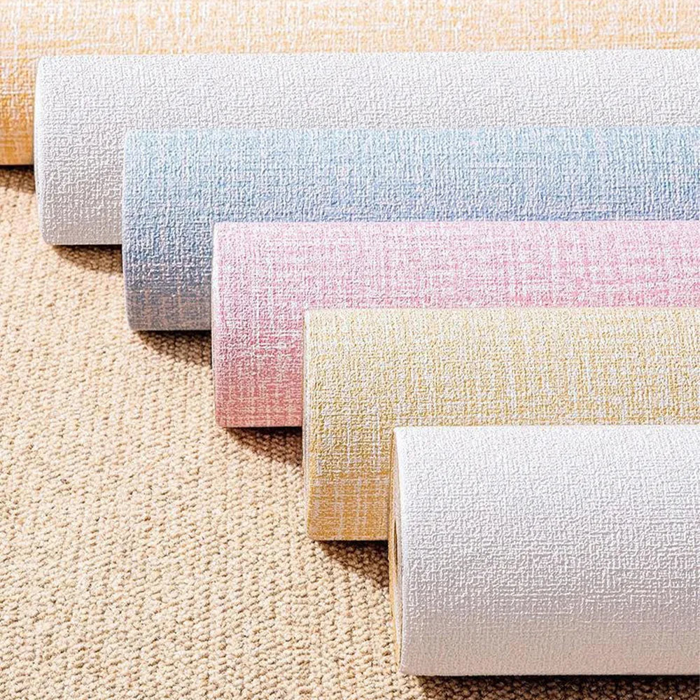 Thickened Waterproof Linen 3D Foam Self-Adhesive PVC Solid Color Background Wall Decoration Wallpaper Wall Sticker Qme