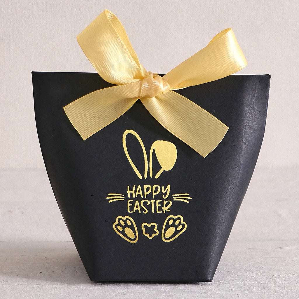 5Pcs Happy Easter Mini Gift Boxes with Bunny and Paw Print Design, Green Packaging with Gold Foil'Happy Easter' Message, Satin Qme 5Pcs Black-Yellow Other Other