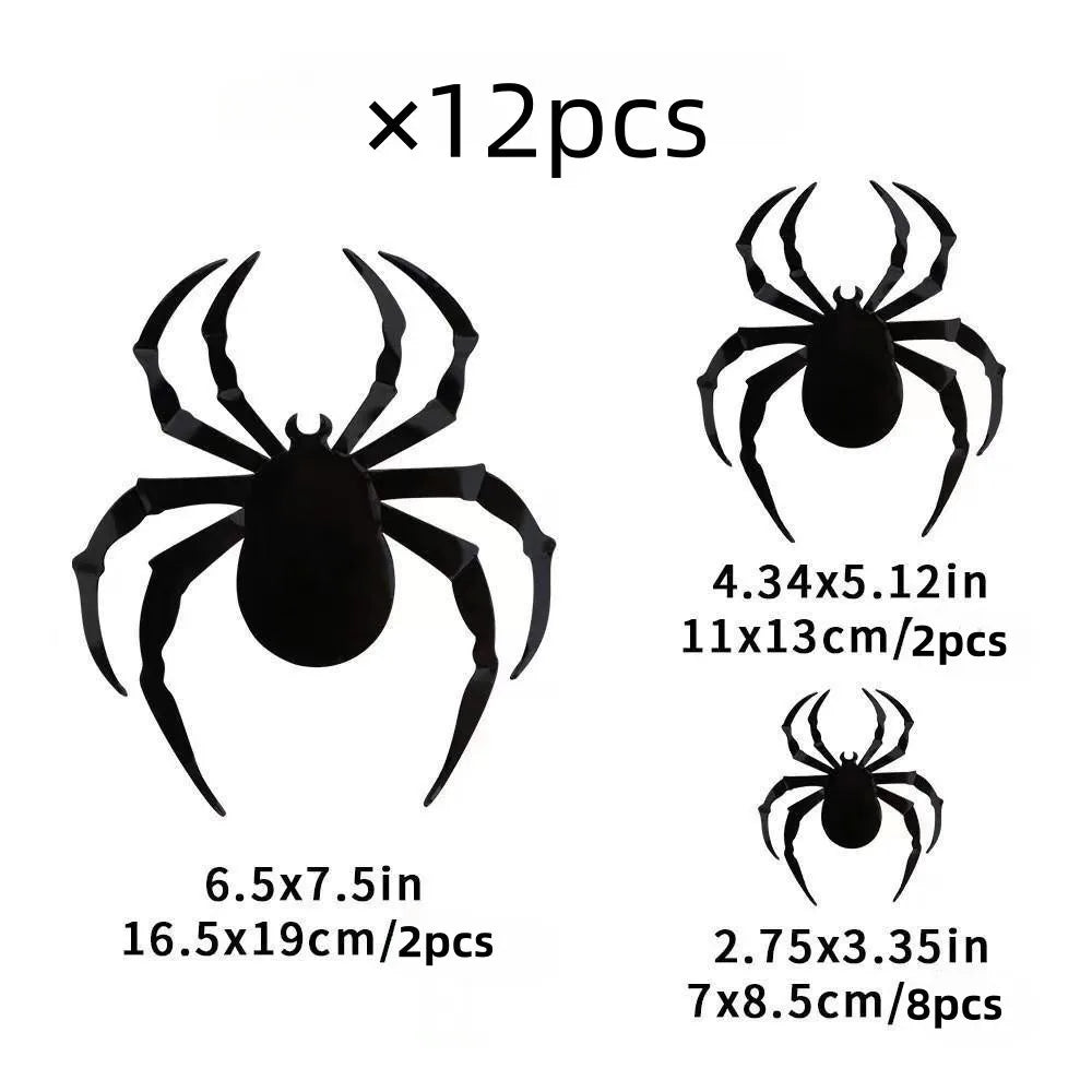 3D Stereoscopic PVC Black Bat Wall Sticker Halloween Decoration Scary Spider DIY Sticker Party Haunted House Decoration Supplies Qme 007 12pcs