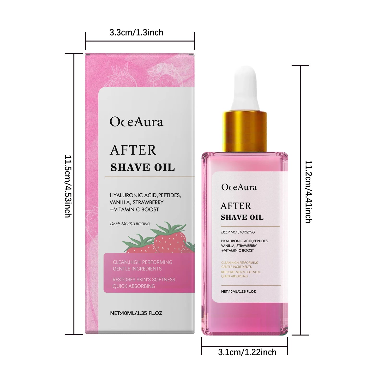 Strawberry After Shave Oil Hair Removal Soothing Essential Oil Moisturizes Repairs Soothes Skin Non-Greasy Post-Shave Care Oil Qme