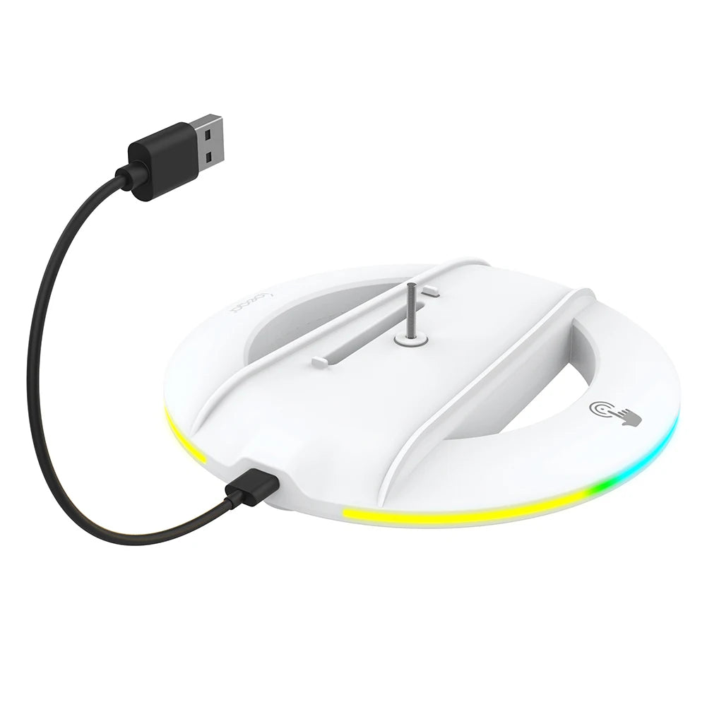 RGB Vertical Stand with Anti-Slip Pad Game Console Base Stable for PS5 Slim Console for PS5 Slim Disc/Digital Version Qme
