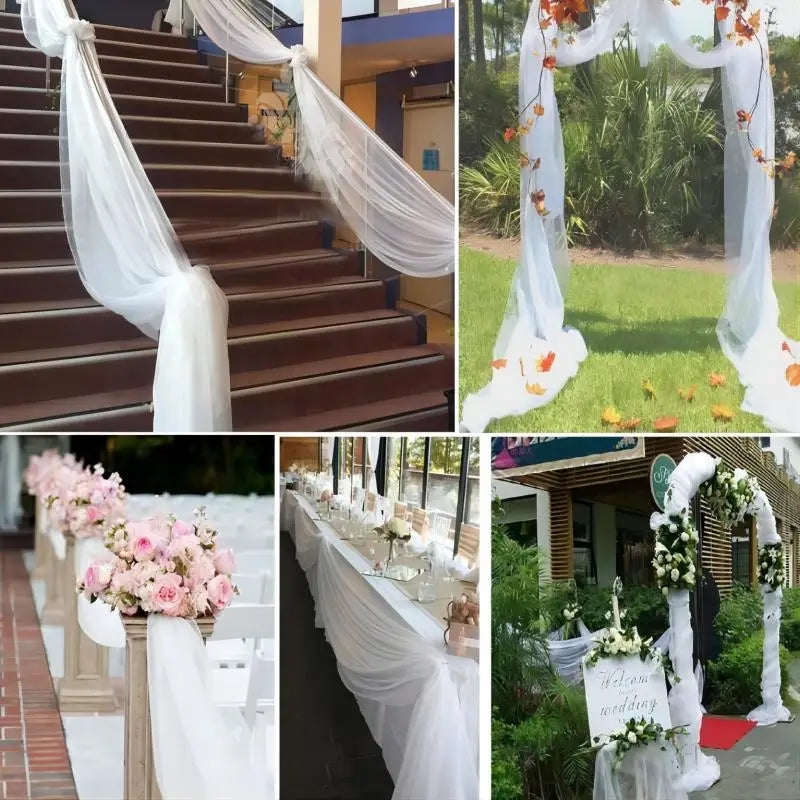 1PC 500cm*48cm gauze gauze wedding layout arch decoration garden party stairs chair back decoration organza Qme